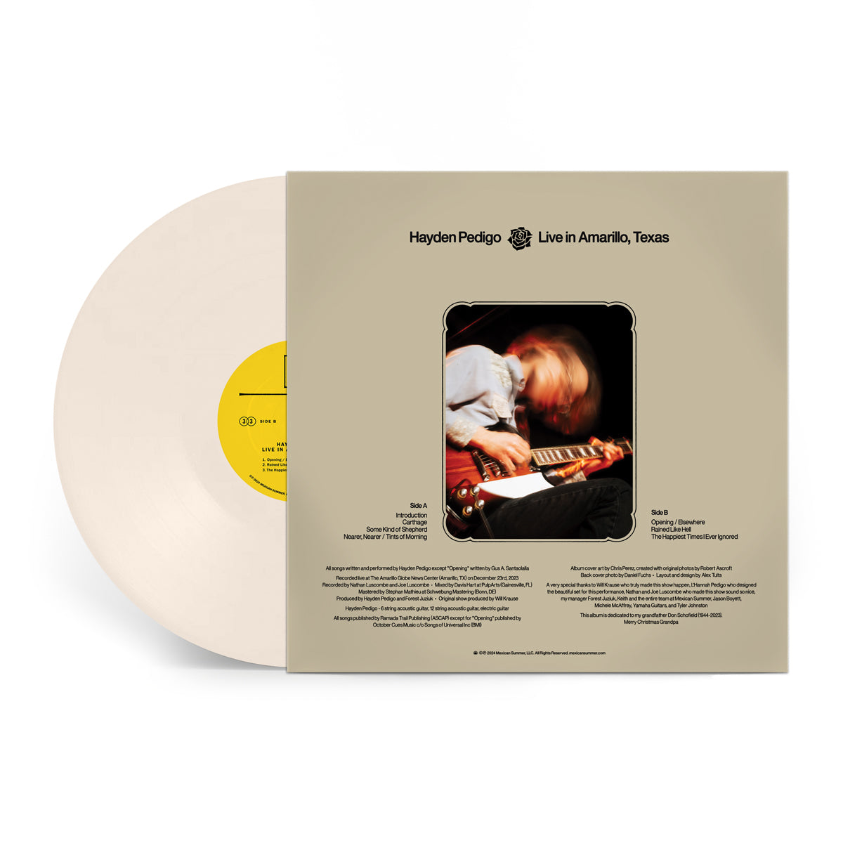 Hayden Pedigo - Live In Amarillo, Texas, Hereford Snow Vinyl