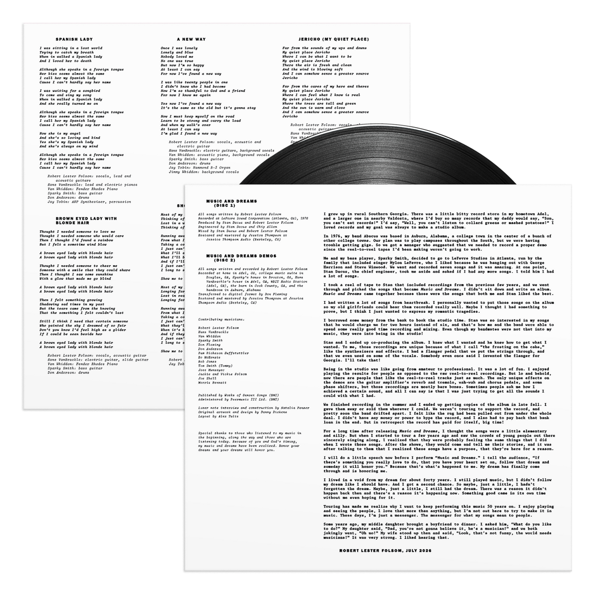 Robert Lester Folsom - Music and Dreams: 50th Anniversary Edition - Black 2xLP